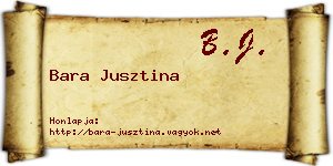 Bara Jusztina névjegykártya